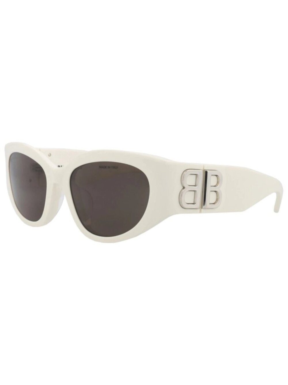 New Balenciaga Women's Sunglasses Round Oval Recycled Acetate Frame White White